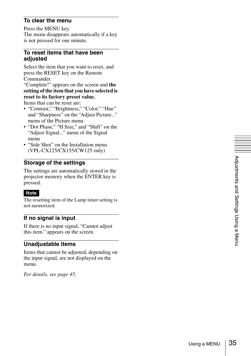 Sony Data Projector VPL-CX150 User Manual | Page 35 / 70