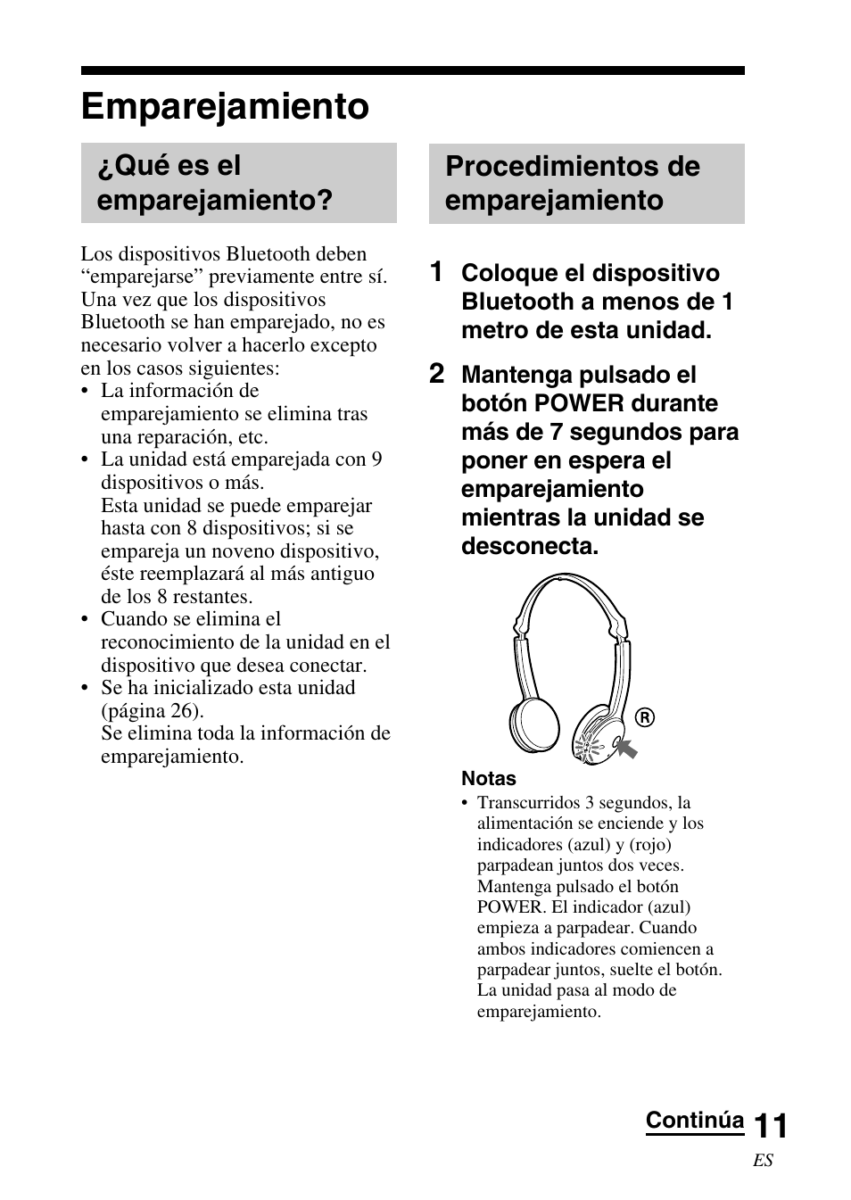 Emparejamiento, Qué es el emparejamiento, Procedimientos de emparejamiento | Procedimientos de, Procedimientos de emparejamiento 1 | Sony DR BT22 User Manual | Page 37 / 56