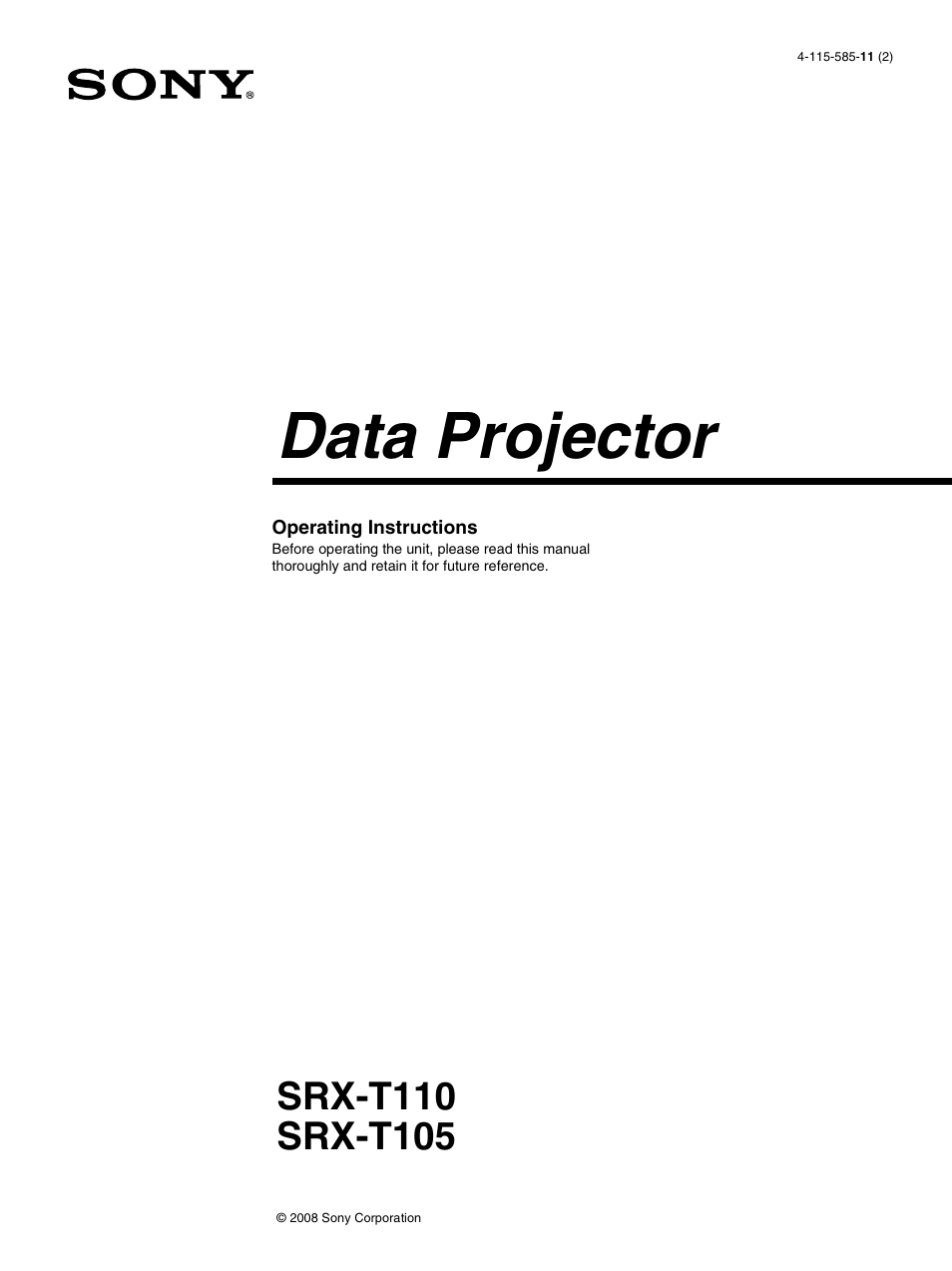 Sony SRX-T110 User Manual | 43 pages