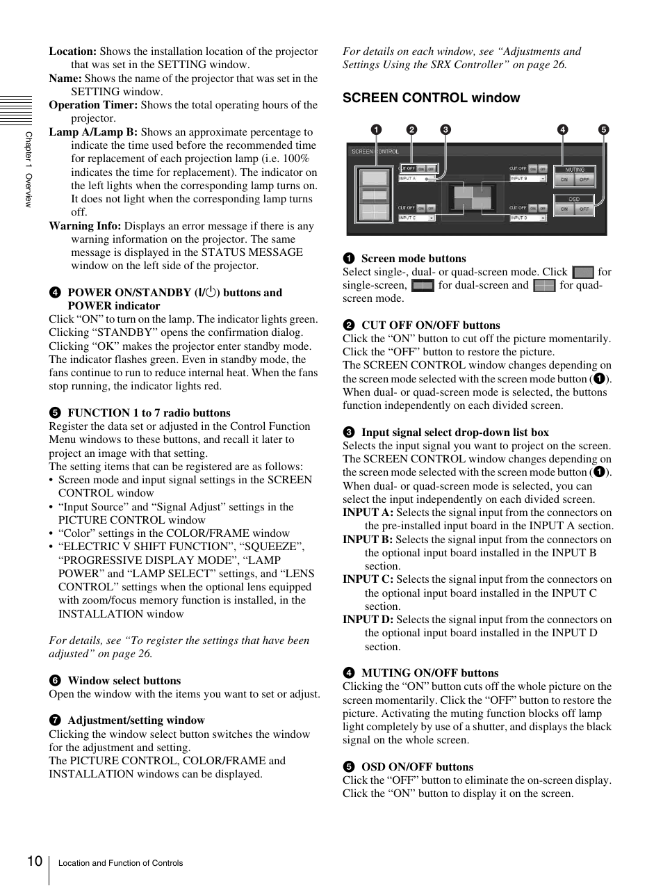 Screen control window | Sony SRX-T110 User Manual | Page 10 / 43