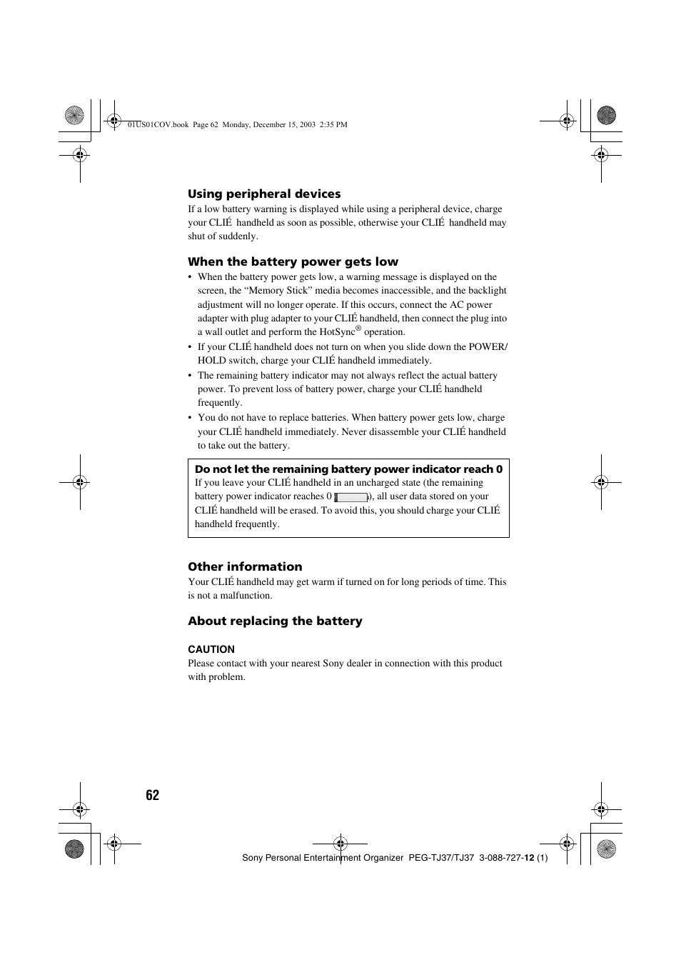 Sony PEG-TJ37 User Manual | Page 62 / 84