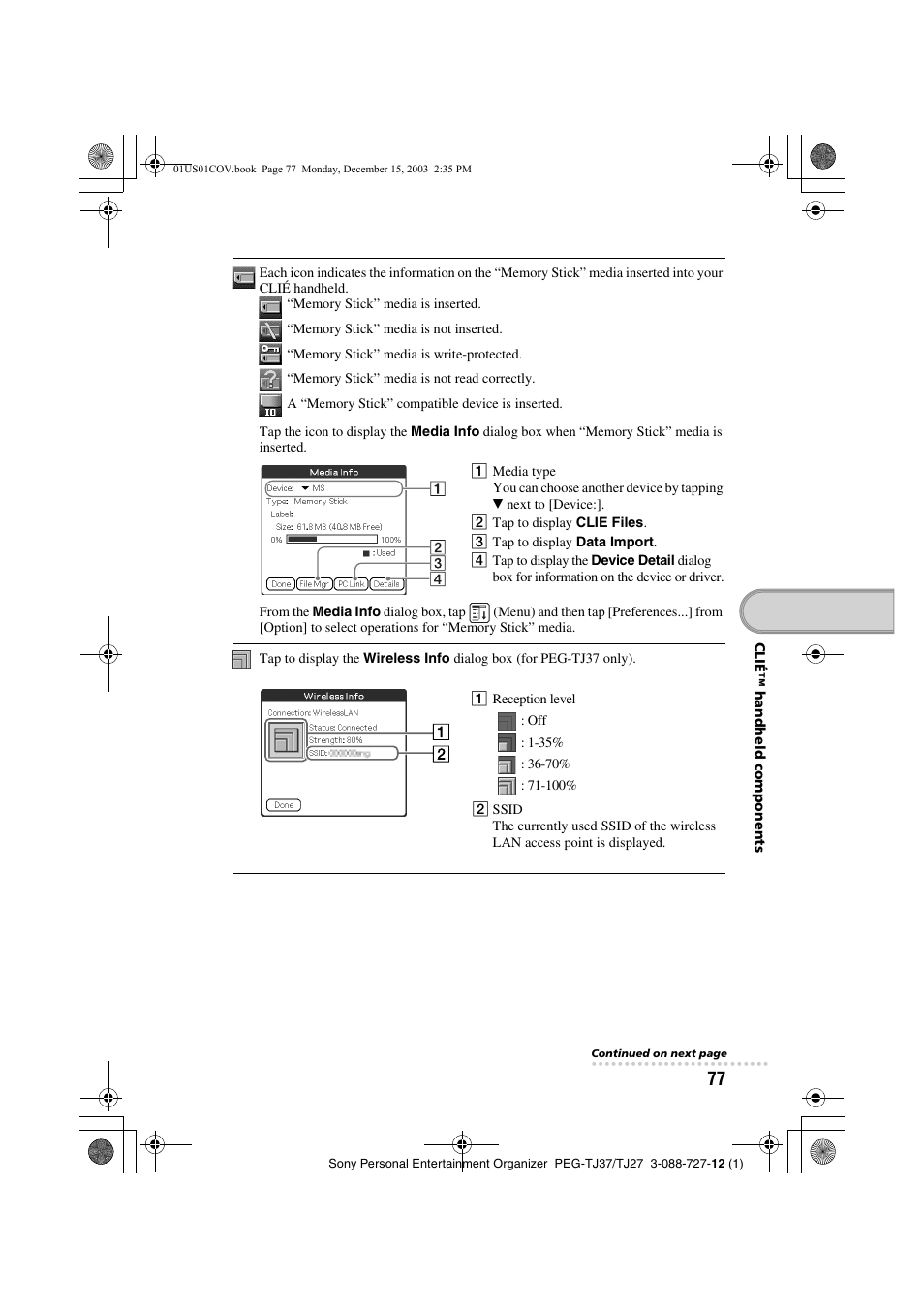 Sony PEG-TJ37 User Manual | Page 77 / 84