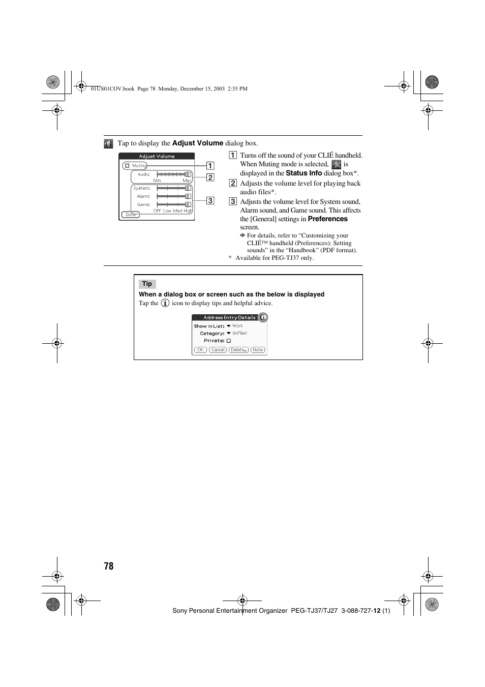 Sony PEG-TJ37 User Manual | Page 78 / 84