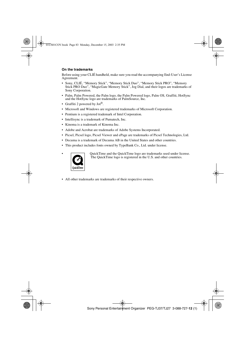 Sony PEG-TJ37 User Manual | Page 83 / 84