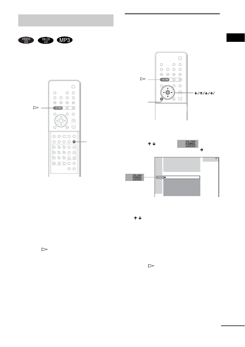 Playing in random order, Setting the shuffle mode in the control menu, Shuffle play) | Sony DAV-FR1 User Manual | Page 41 / 108