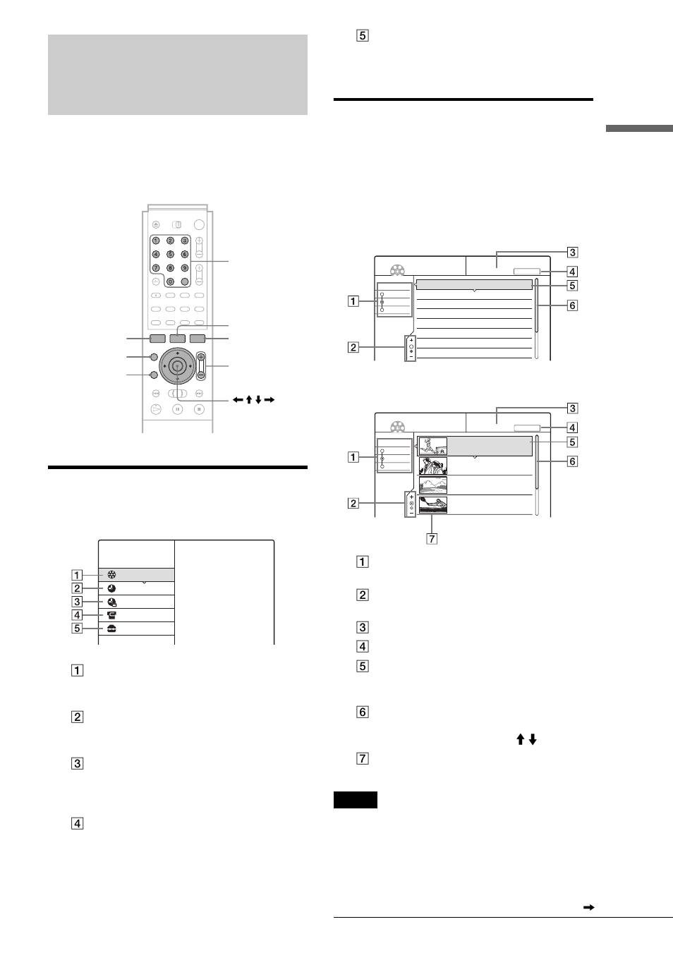 Guide to displays, System menu, Title list | System menu title list | Sony RDR-GX7 User Manual | Page 15 / 96