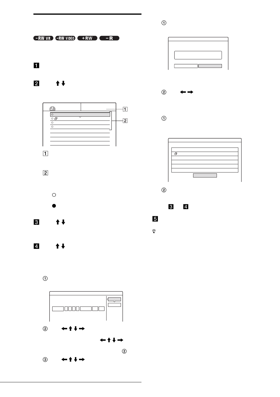 Checking/changing/cancelling timer settings, Timer list), A press system menu | D press m / m to select one of the following items, E press return to turn off the timer list | Sony RDR-GX7 User Manual | Page 28 / 96