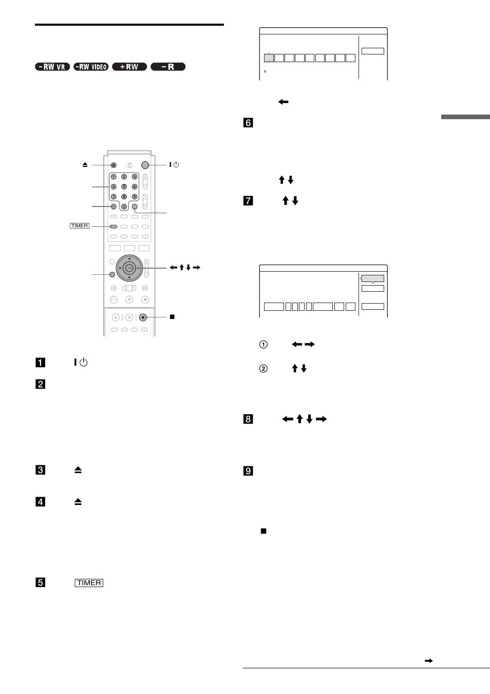Recording tv programmes using the video, Plus+ system, Rec o rding/timer rec o rding | If the timer settings overlap, E press [timer, G press m / m to select “ok,” then press enter, H press </m/m / , to select “ok,” then press enter, I press return to turn off the display | Sony RDR-GX7 User Manual | Page 29 / 96