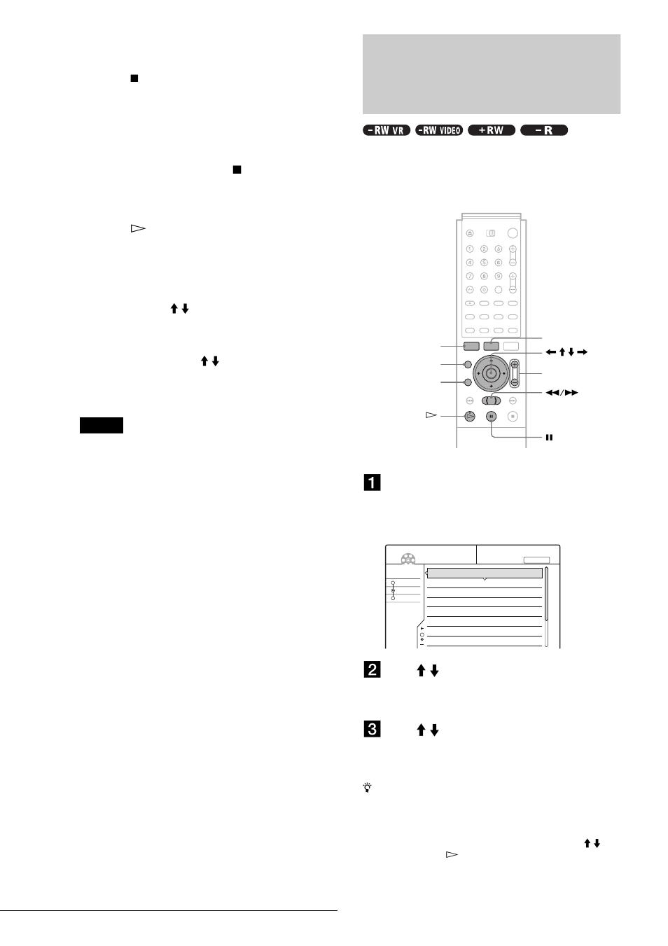Selecting a recorded title on a disc, Insert a disc and press title list, Press m / m to select the title, then press enter | Press m / m to select “play,” then press enter | Sony RDR-GX7 User Manual | Page 40 / 96