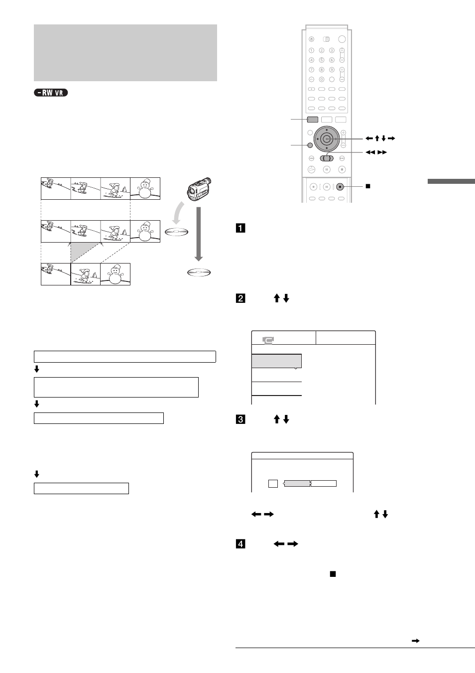 Advanced program edit, D press < / , to select “start,” then press enter | Sony RDR-GX7 User Manual | Page 65 / 96