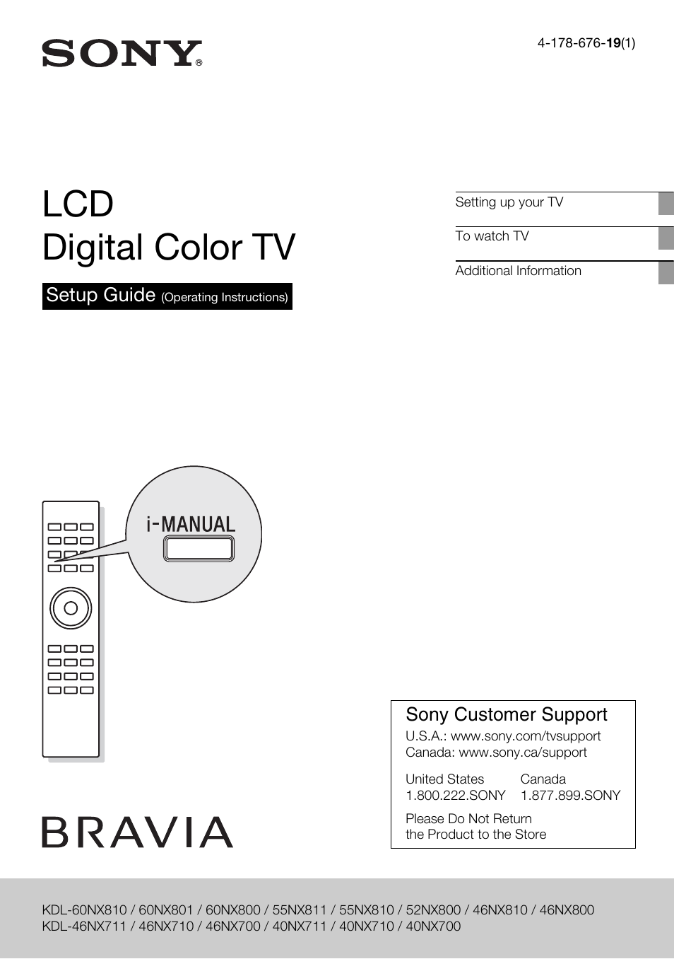 Sony 52NX800 User Manual | 24 pages