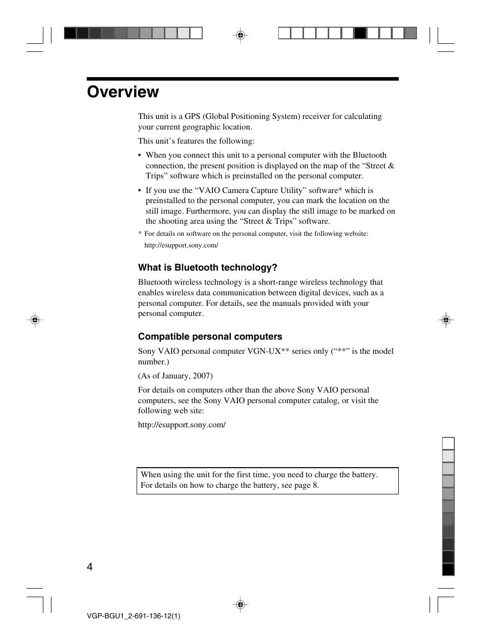Overview | Sony VGP-BGU1 User Manual | Page 4 / 23