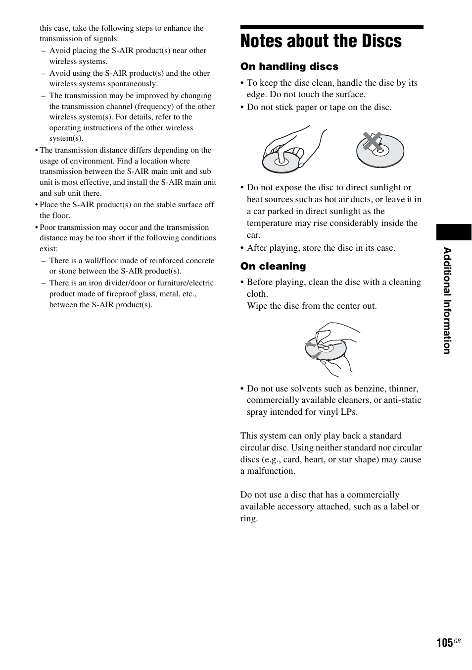 Notes about the discs | Sony DAV-DZ380W User Manual | Page 105 / 136
