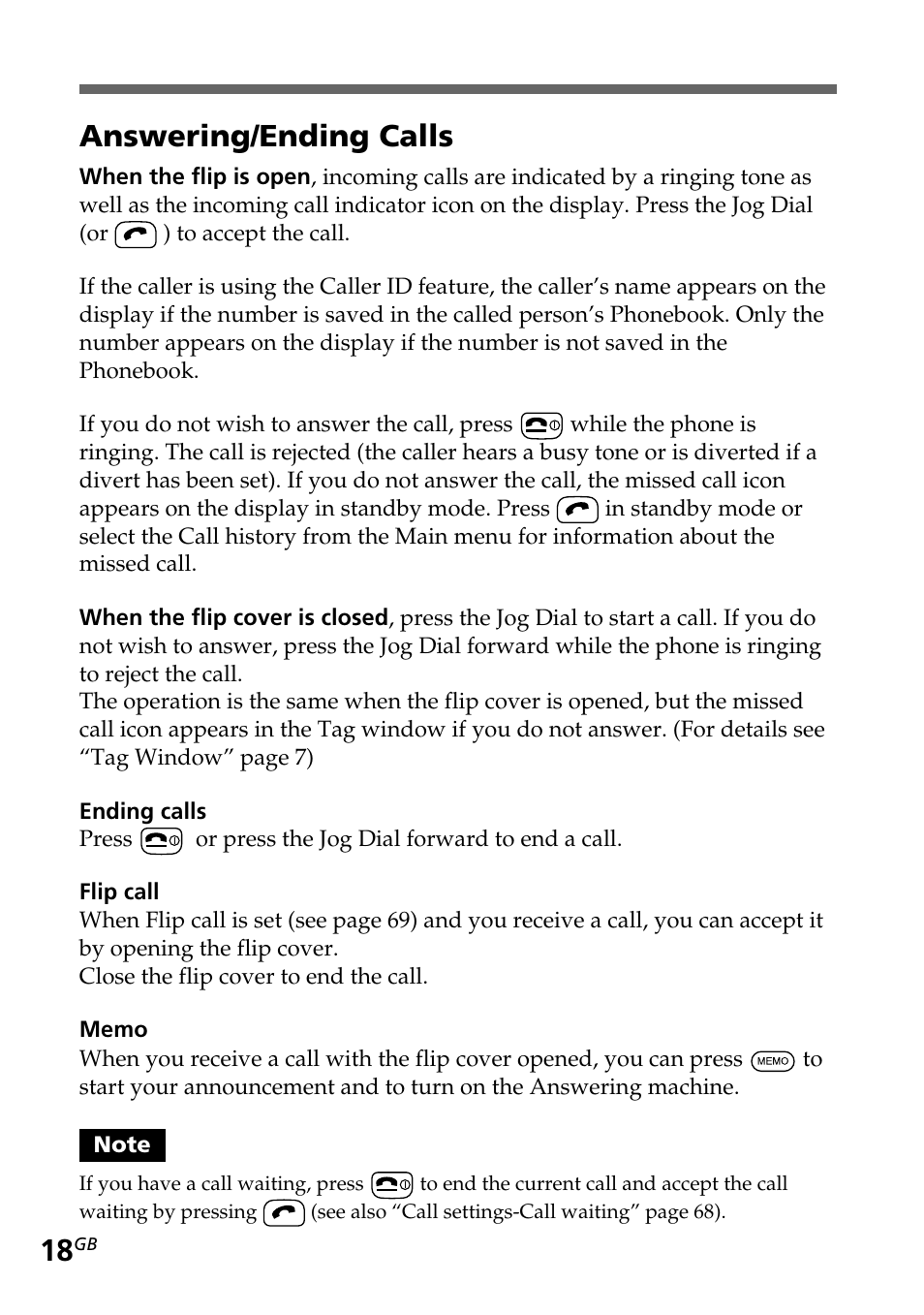 Answering/ending calls | Sony CMD-Z5 User Manual | Page 18 / 84