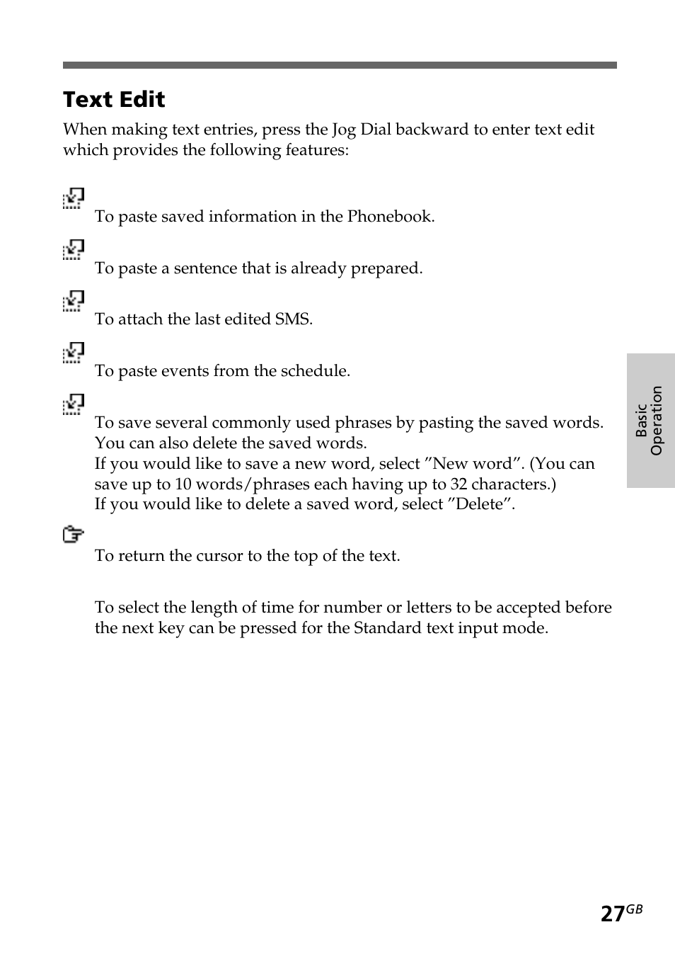 Text edit | Sony CMD-Z5 User Manual | Page 27 / 84