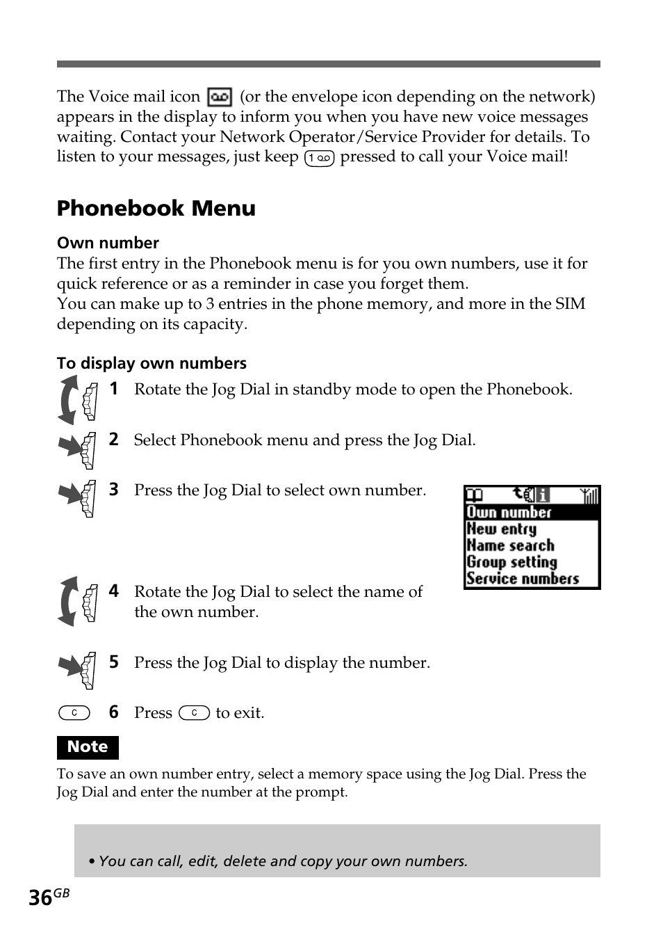 Phonebook menu | Sony CMD-Z5 User Manual | Page 36 / 84