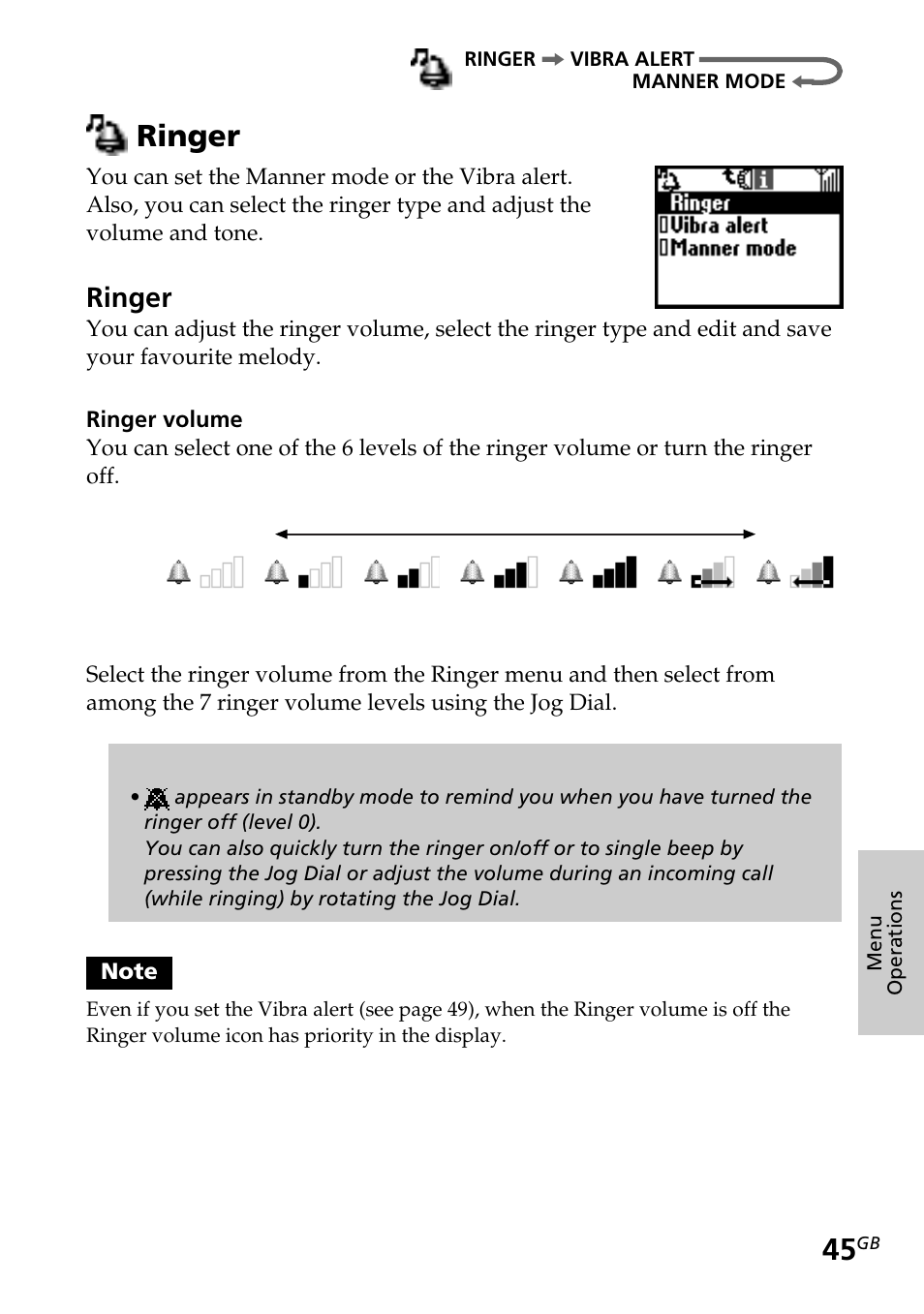 Ringer | Sony CMD-Z5 User Manual | Page 45 / 84