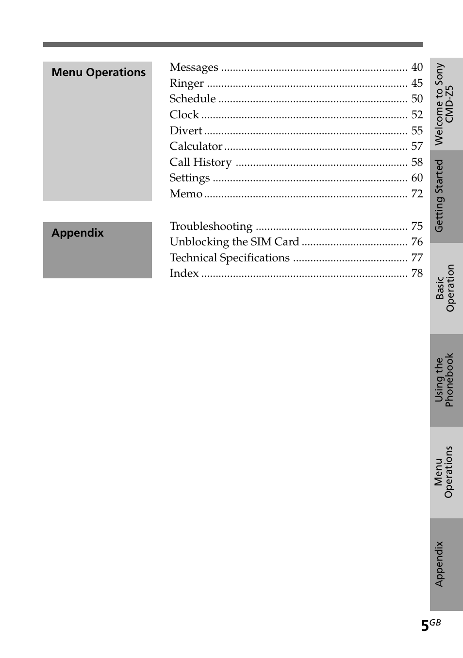 Sony CMD-Z5 User Manual | Page 5 / 84