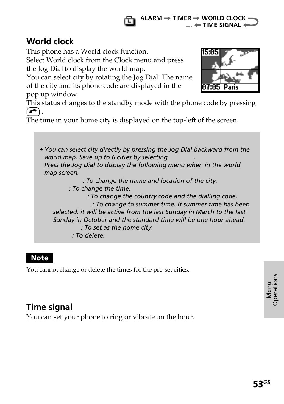 World clock, Time signal | Sony CMD-Z5 User Manual | Page 53 / 84