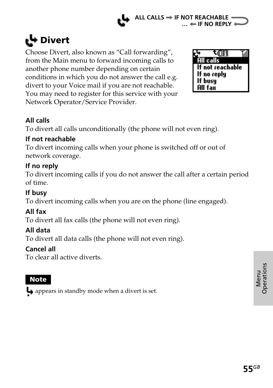 Divert | Sony CMD-Z5 User Manual | Page 55 / 84