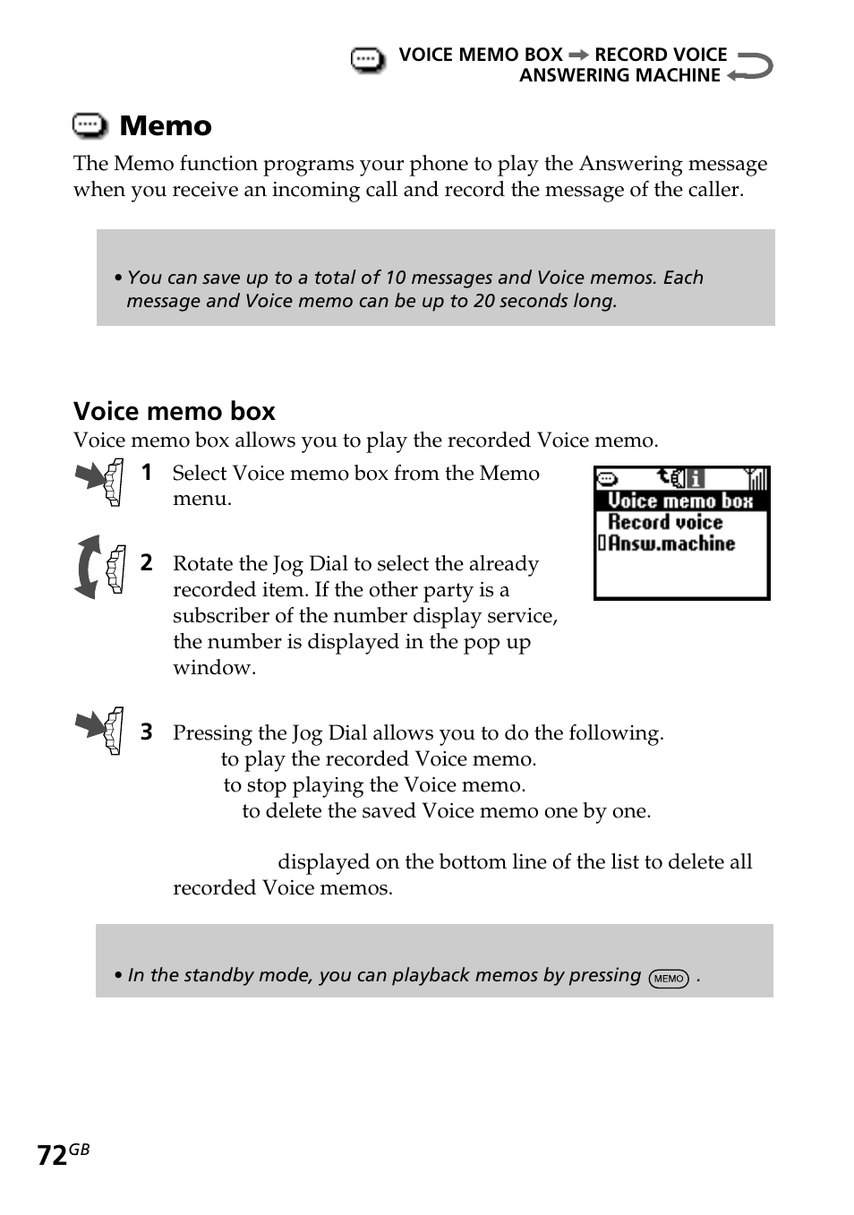 Memo | Sony CMD-Z5 User Manual | Page 72 / 84