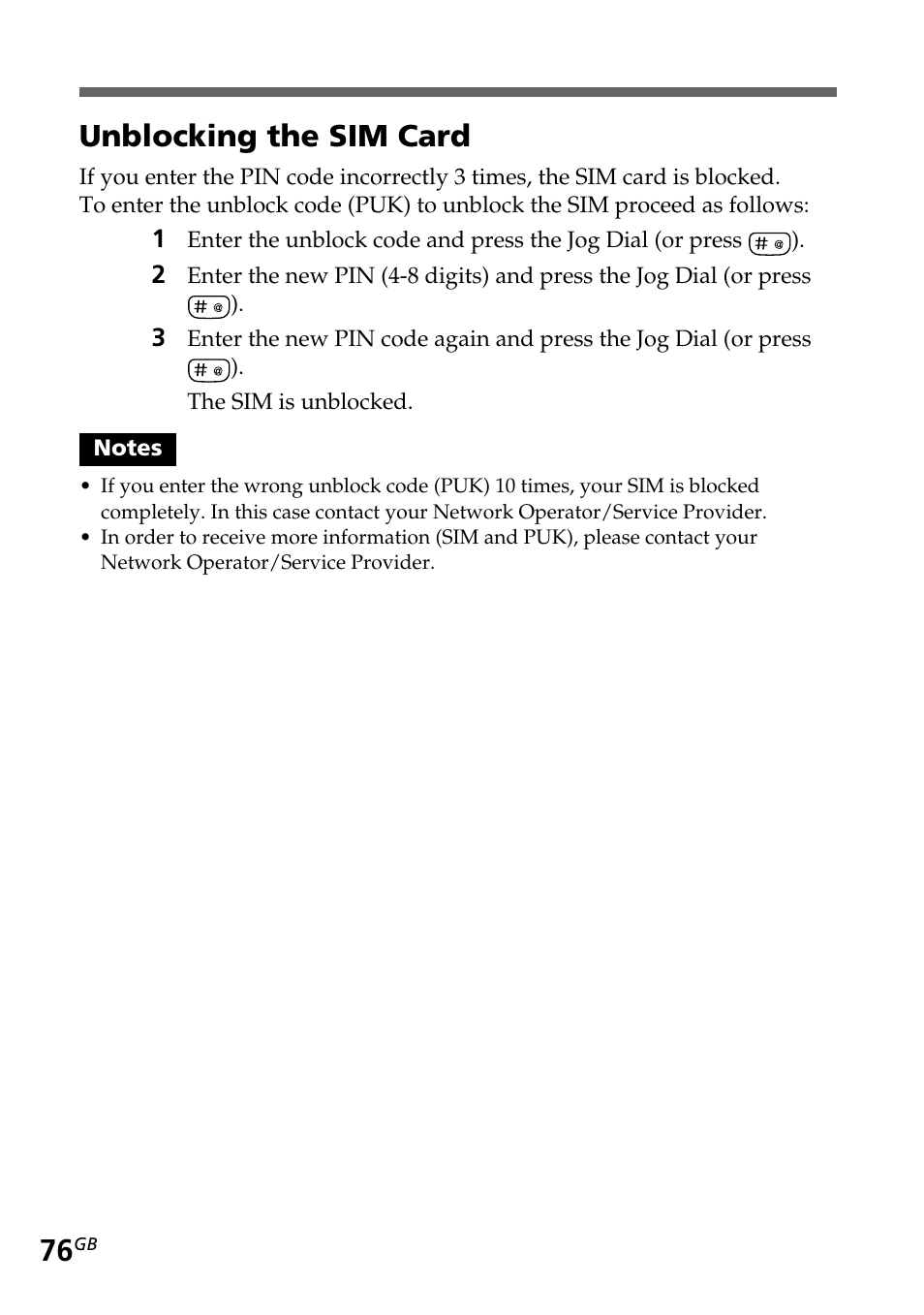 Unblocking the sim card | Sony CMD-Z5 User Manual | Page 76 / 84