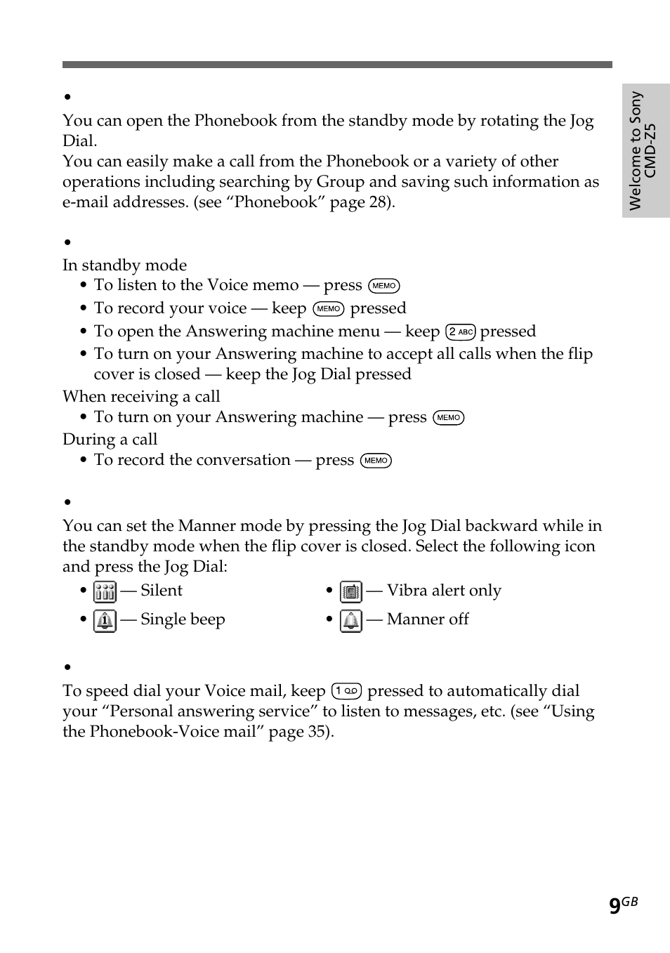 Sony CMD-Z5 User Manual | Page 9 / 84