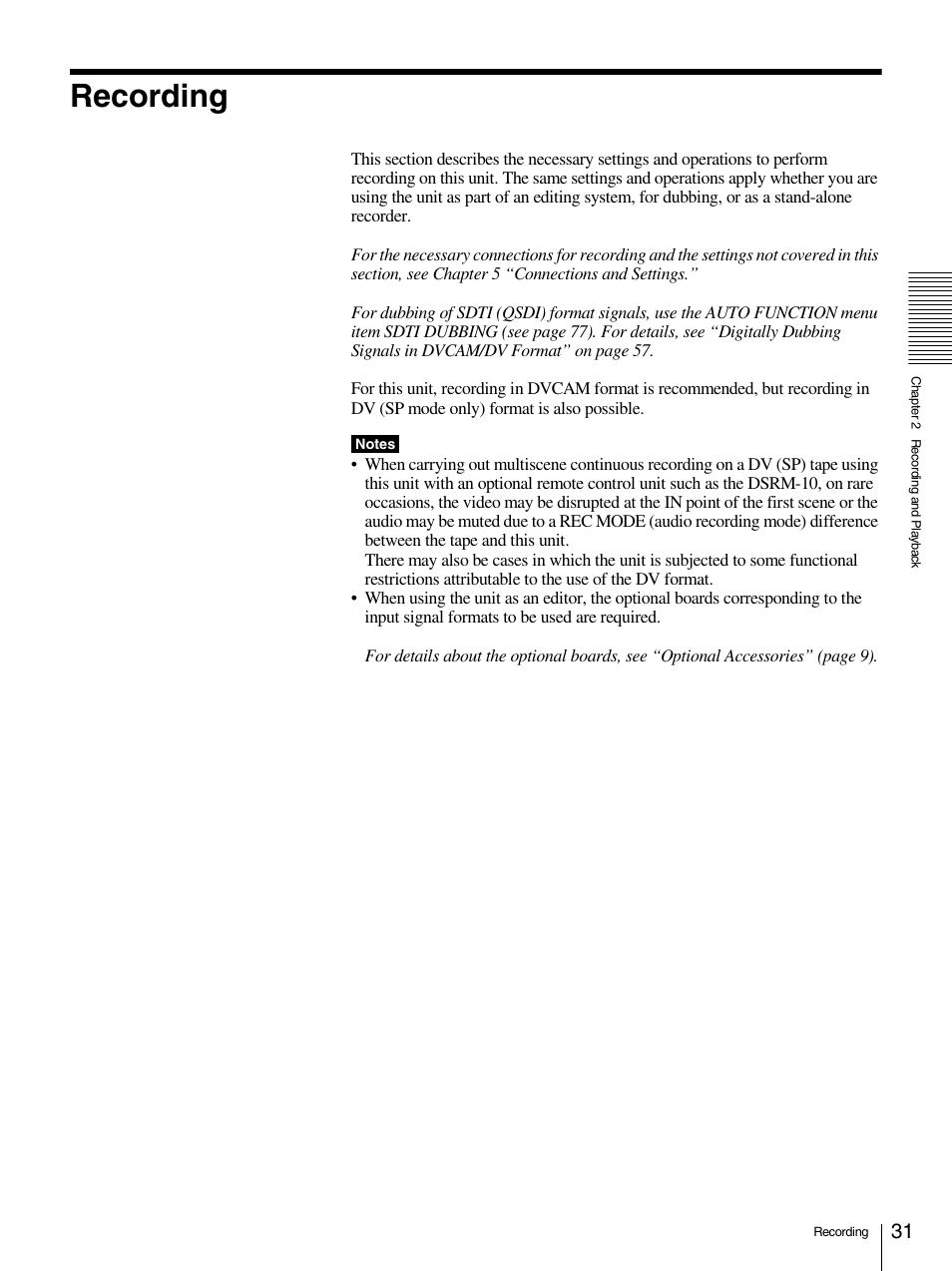 Recording | Sony 1500AP User Manual | Page 31 / 125