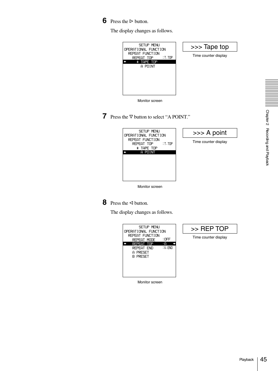 Tape top, A point, Rep top | Sony 1500AP User Manual | Page 45 / 125