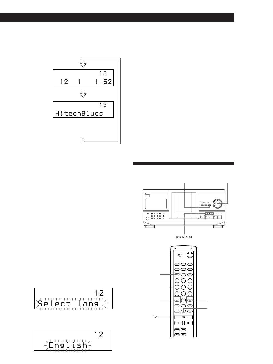 Locating a specific disc, Playing cds getting started, Playing cds | Selecting the language of the cd text information | Sony CDP-CX240 User Manual | Page 13 / 32