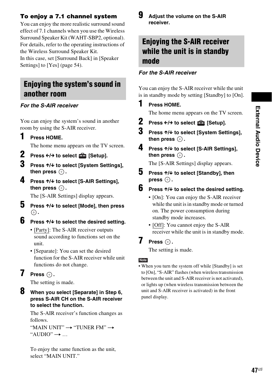 Enjoying the system’s sound in another room | Sony IZ1000W User Manual | Page 47 / 88