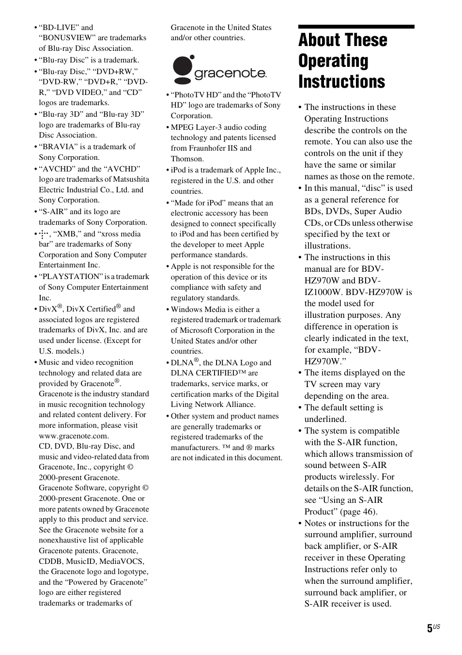 About these operating instructions | Sony IZ1000W User Manual | Page 5 / 88