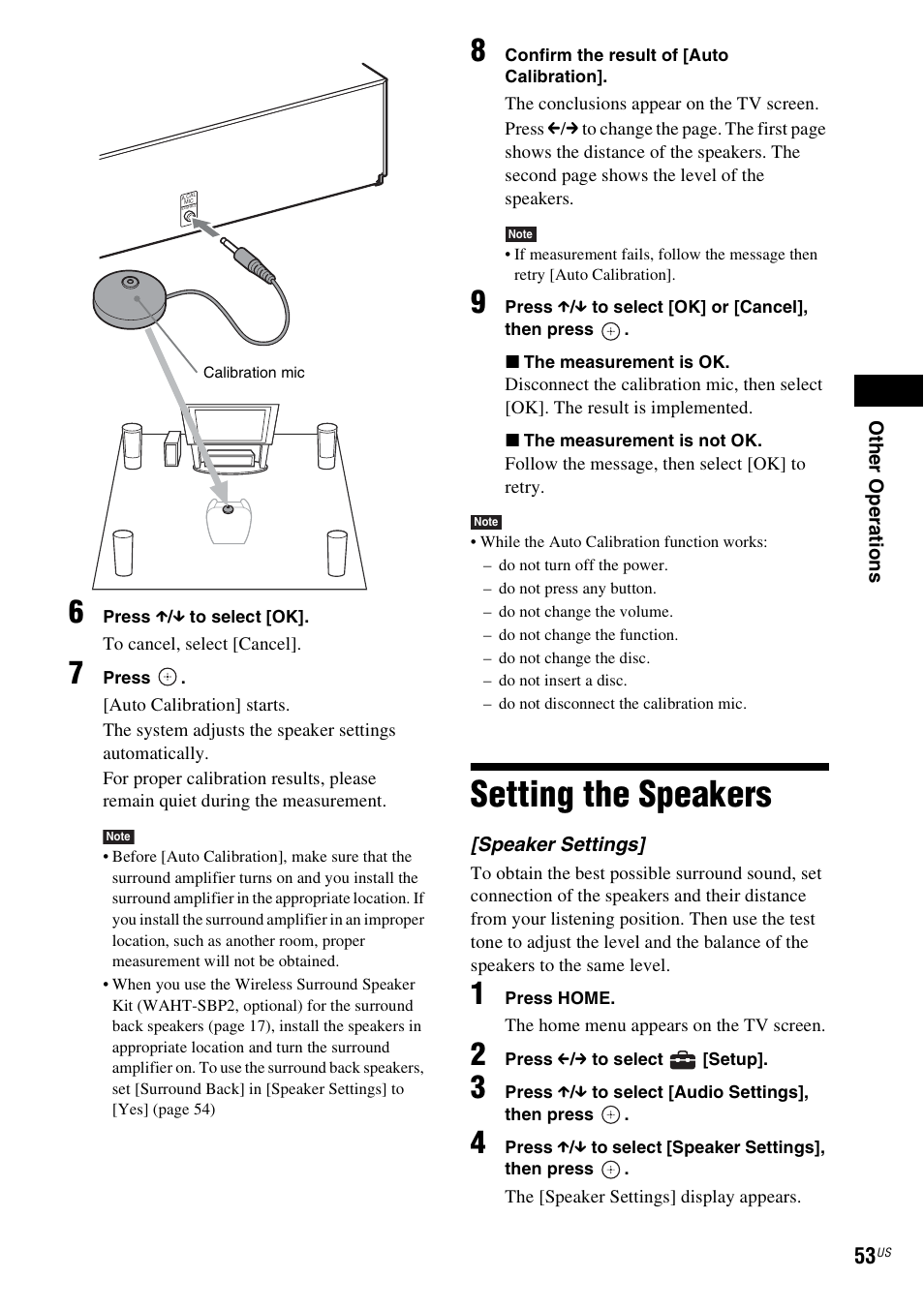 Setting the speakers | Sony IZ1000W User Manual | Page 53 / 88