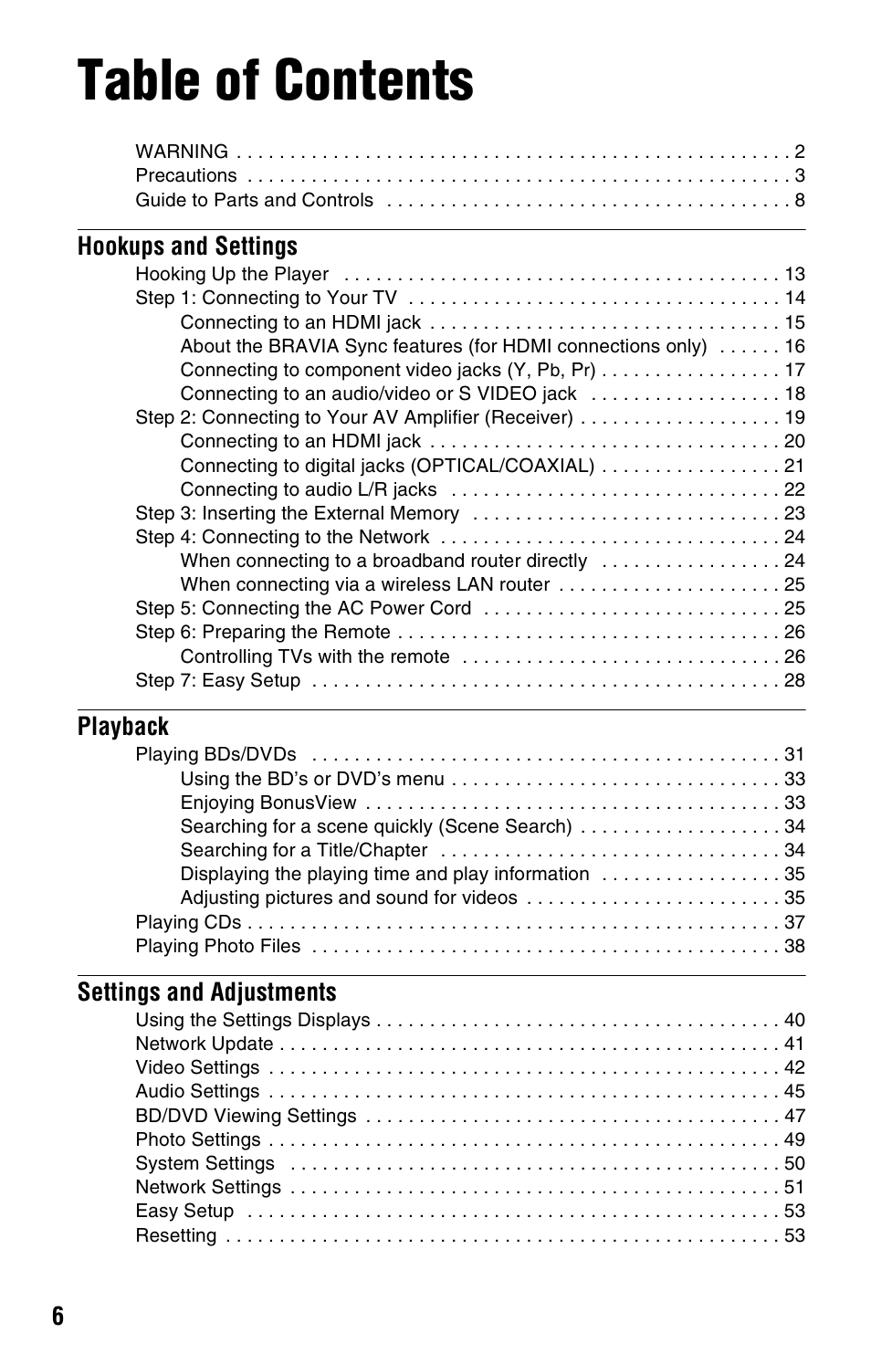 Sony BDP-BX1 User Manual | Page 6 / 79