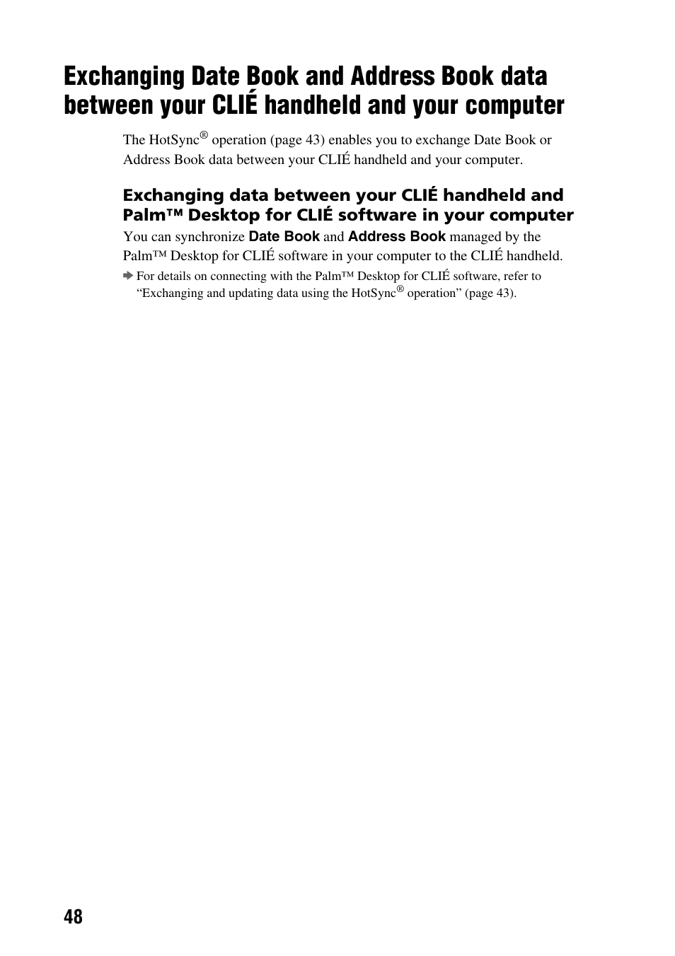 Exchanging date book and address | Sony PEG-SJ22 User Manual | Page 48 / 71