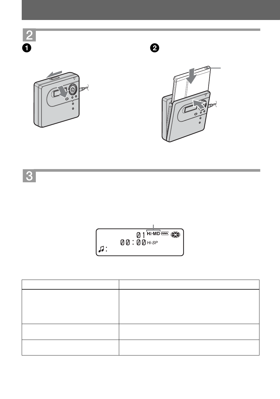 Insert a recordable disc, Confirm the operation mode | Sony MZ-NH600 User Manual | Page 16 / 112