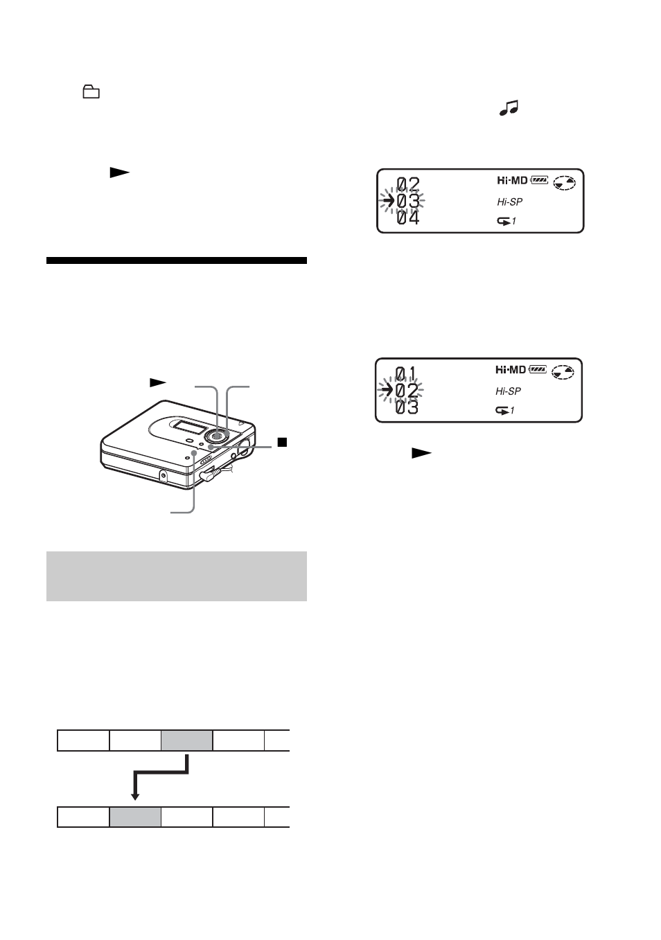 Moving recorded tracks or groups (move), Changing the order of a track on a disc | Sony MZ-NH600 User Manual | Page 45 / 112