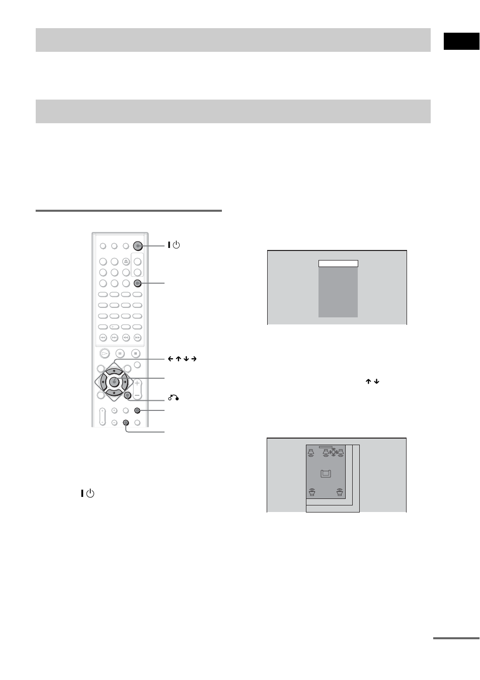 Step 4: connecting the ac power cord (mains lead), Step 5: performing the quick setup, Step 4: connecting the ac power cord | Mains lead), How to use the quick setup, Ge tting star te d 19, The guide message appears on the tv screen, Language setup] appears, Setting is selected and [room size] appears | Sony DAV-SB300 User Manual | Page 19 / 84