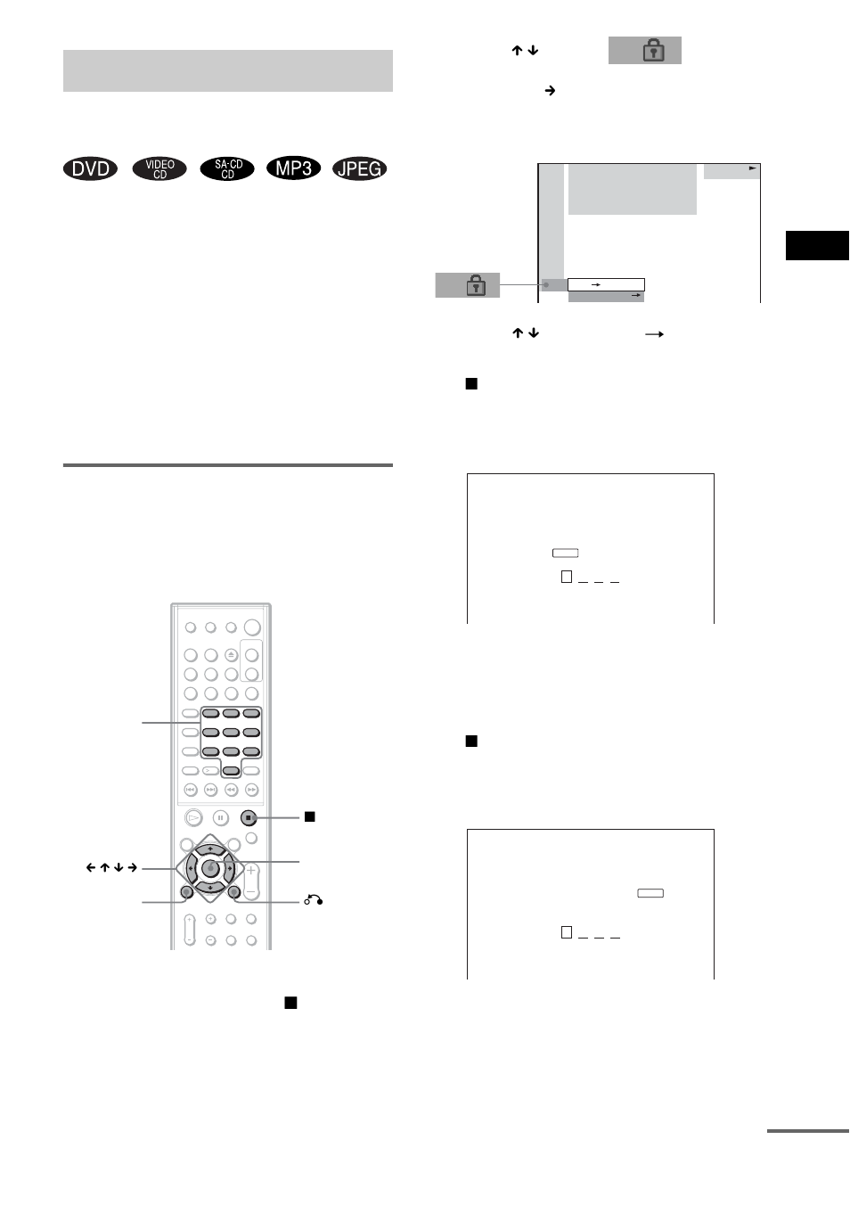 Locking discs, Custom parental control, parental control), Custom parental control | Sony DAV-SB300 User Manual | Page 49 / 84