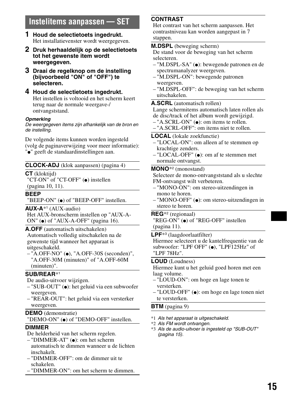 Instelitems aanpassen - set, Instelitems aanpassen — set | Sony CDX-GT55IP User Manual | Page 109 / 120