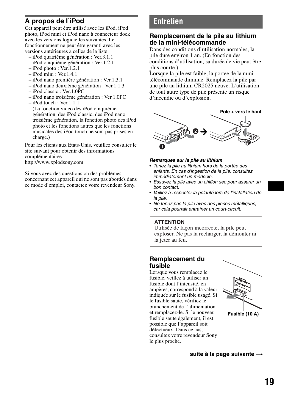 A propos de l’ipod, Entretien | Sony CDX-GT55IP User Manual | Page 65 / 120