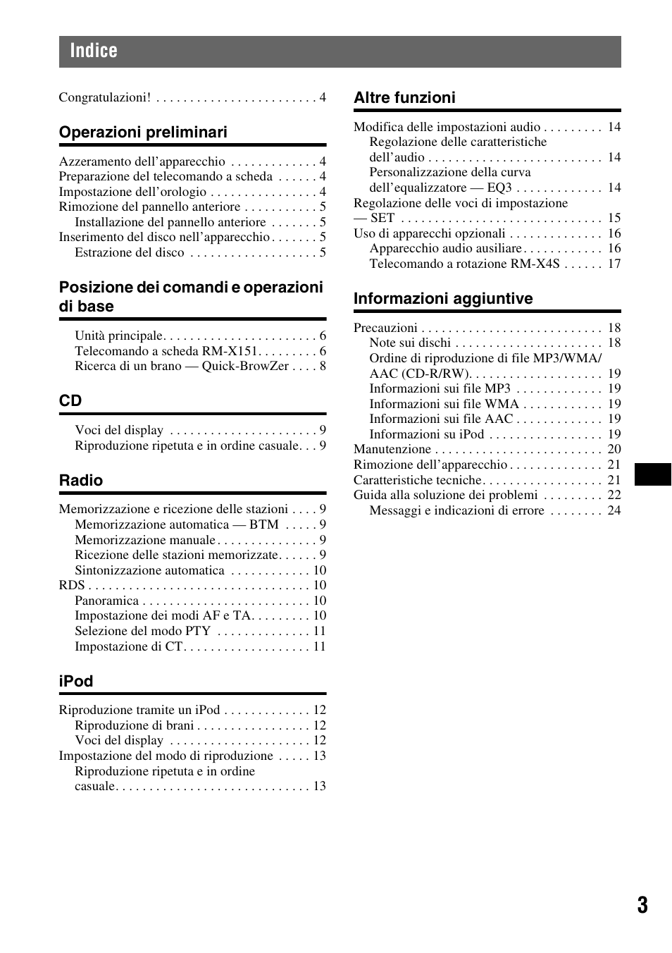 Indice | Sony CDX-GT55IP User Manual | Page 73 / 120