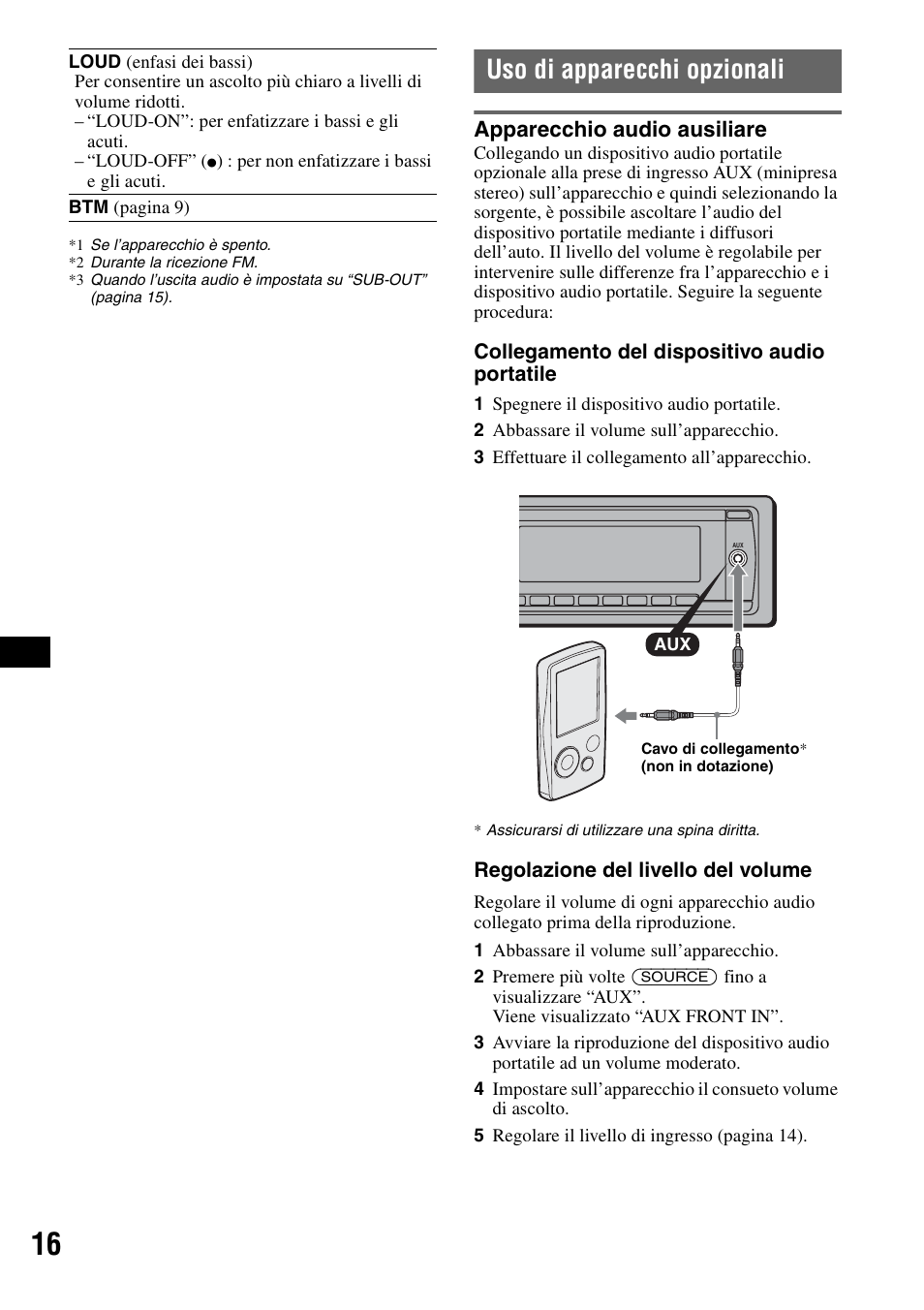 Uso di apparecchi opzionali, Apparecchio audio ausiliare | Sony CDX-GT55IP User Manual | Page 86 / 120