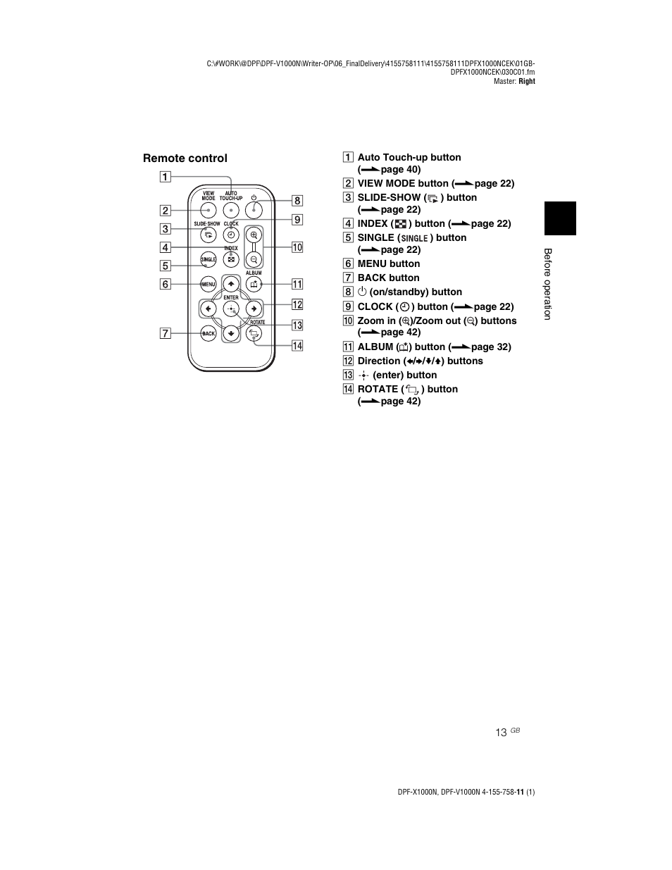 Sony S-Frame DPF-V1000N User Manual | Page 13 / 80