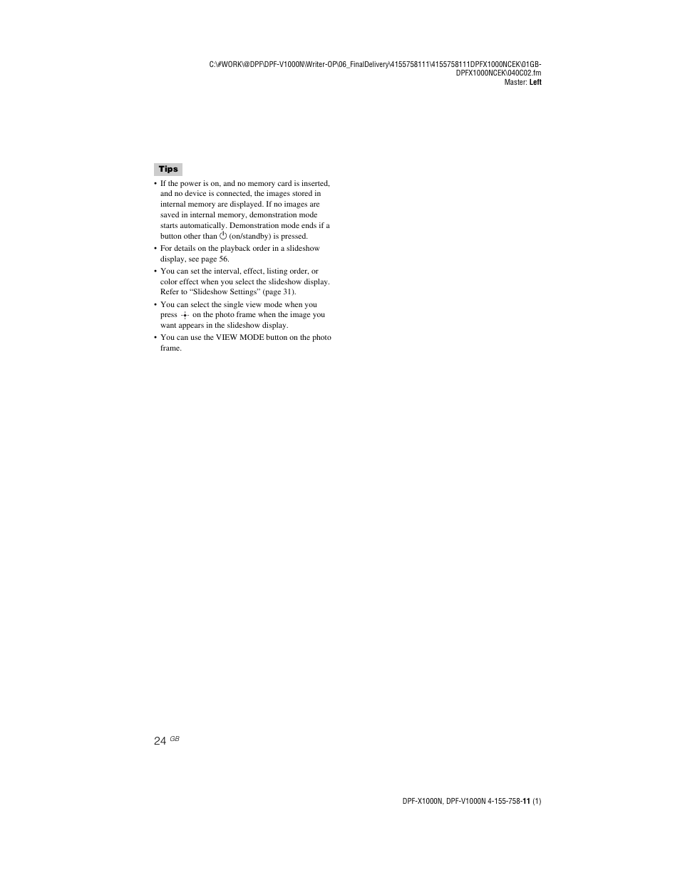 Sony S-Frame DPF-V1000N User Manual | Page 24 / 80