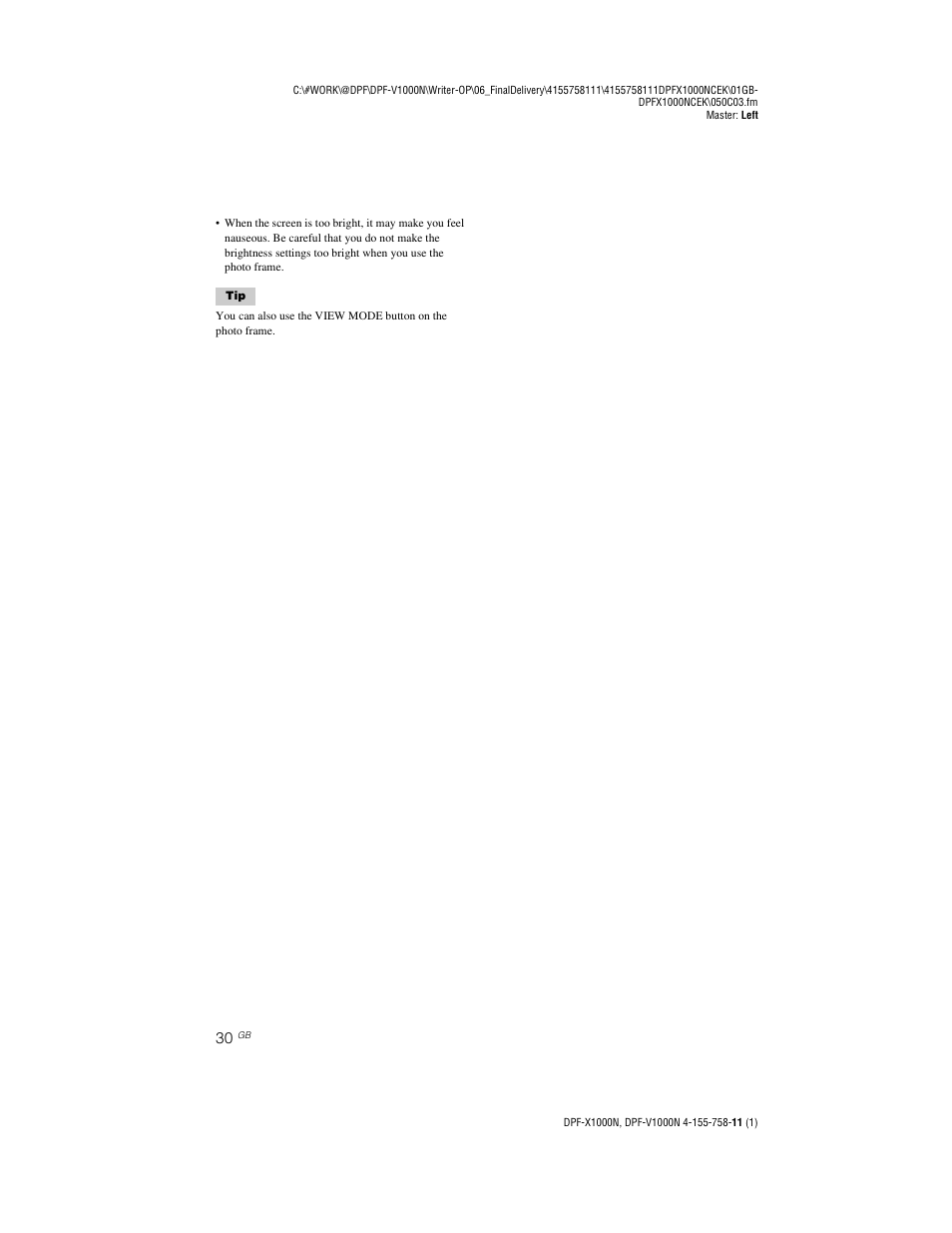 Sony S-Frame DPF-V1000N User Manual | Page 30 / 80