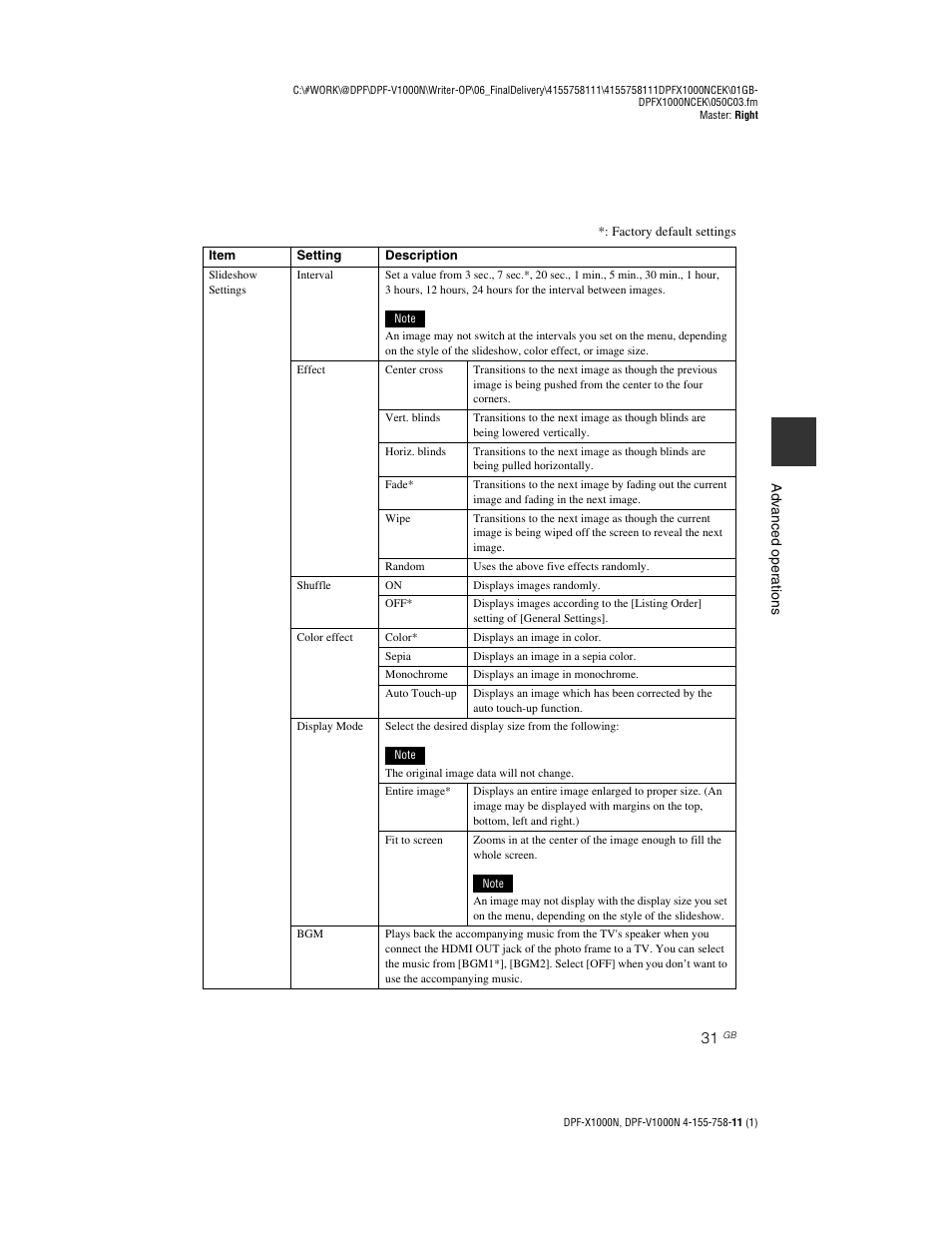 Sony S-Frame DPF-V1000N User Manual | Page 31 / 80