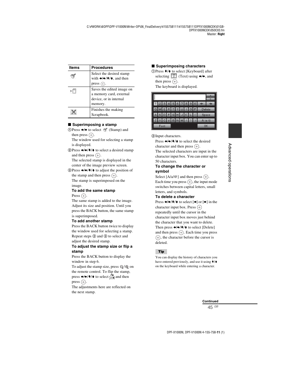 Sony S-Frame DPF-V1000N User Manual | Page 45 / 80
