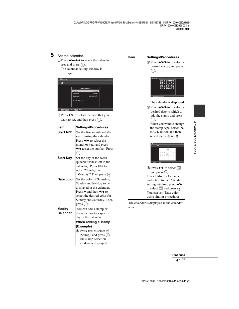 Sony S-Frame DPF-V1000N User Manual | Page 47 / 80