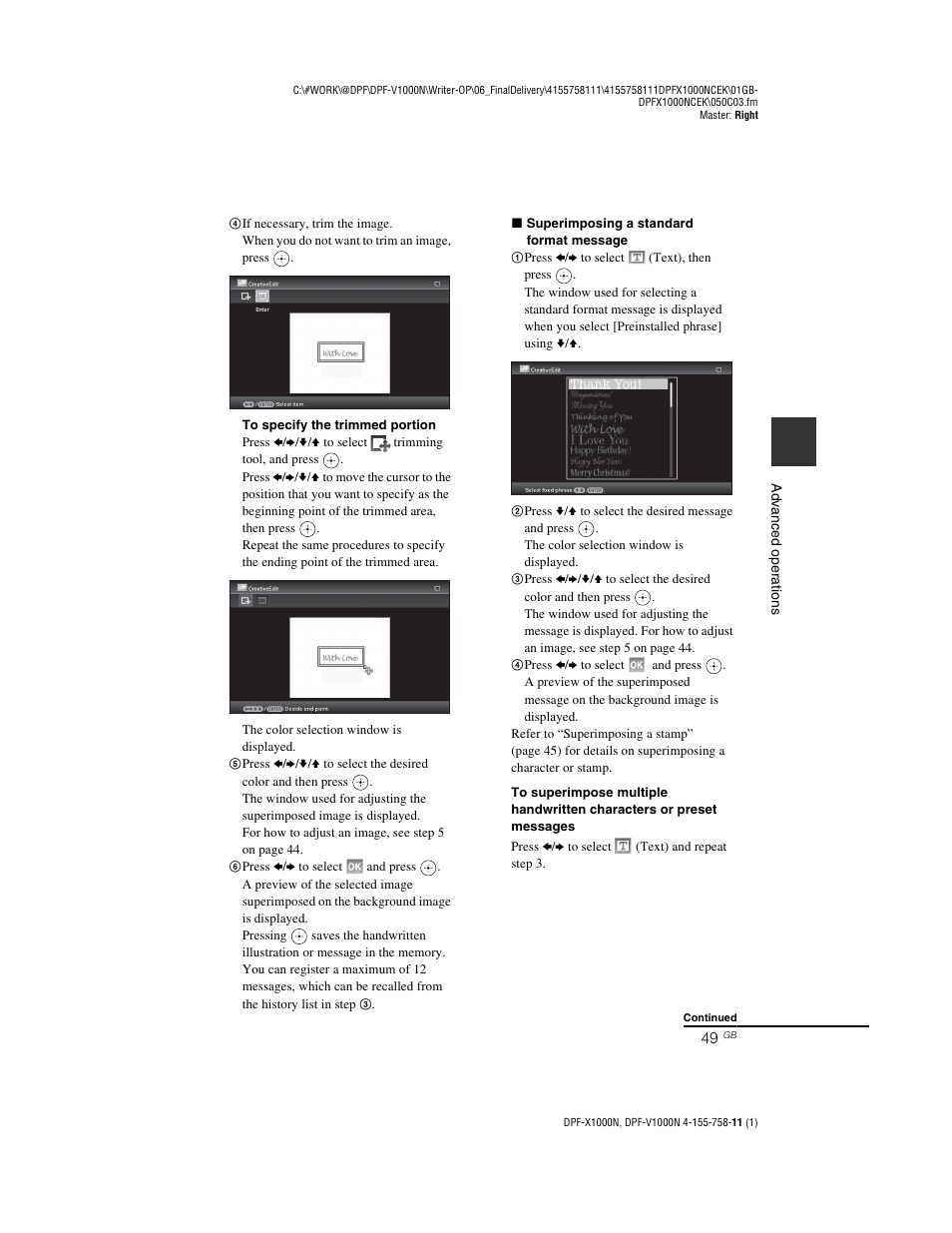 Sony S-Frame DPF-V1000N User Manual | Page 49 / 80